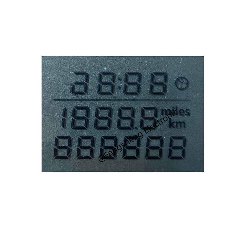 स्पीडोमीटर के लिए कस्टम एलसीडी डिस्प्ले, मोटरसाइकिलों के लिए ओईएम ओडीएम सेगमेंट एलसीडी डिस्प्ले, टीएन मोनोक्रोम एलसीडी