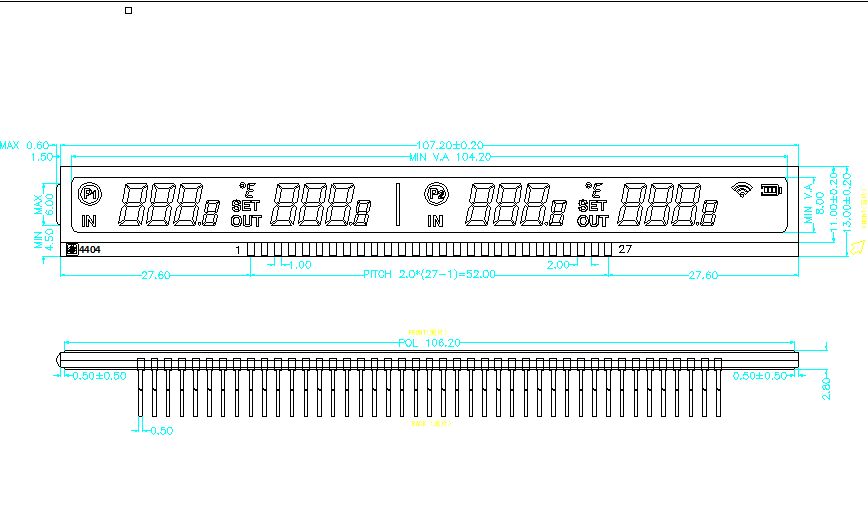 Custom DFSTN segment LCD display for Temperature display DFSTN Negative LCD Display Module