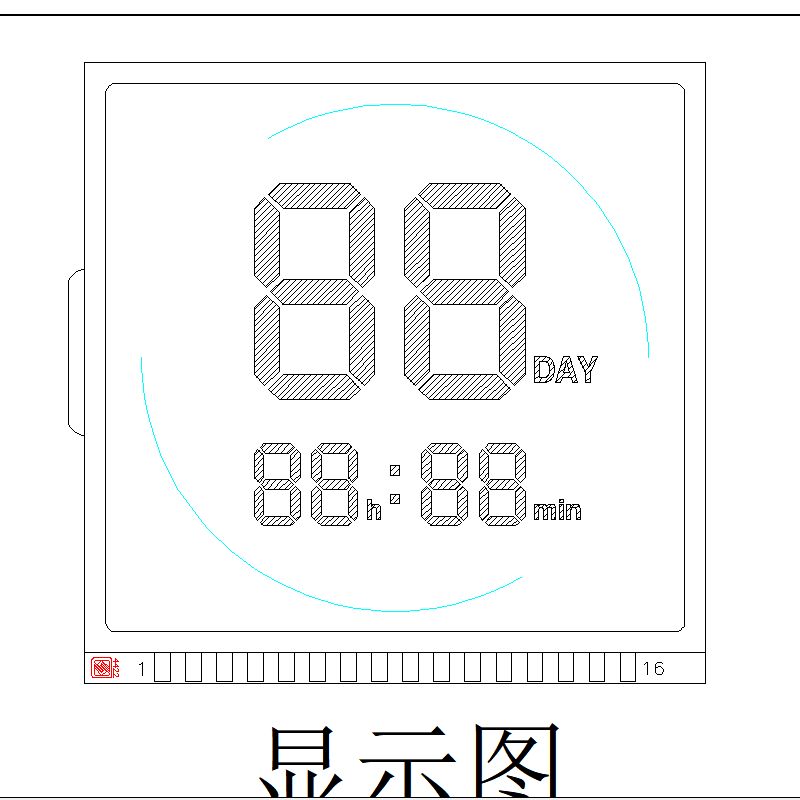 टाइमर के लिए कस्टम टीएन एलसीडी 2 अंक 7 सेगमेंट एलसीडी डिस्प्ले रिफ्लेक्टिव पॉजिटिव एलसीडी स्क्रीन पैनल