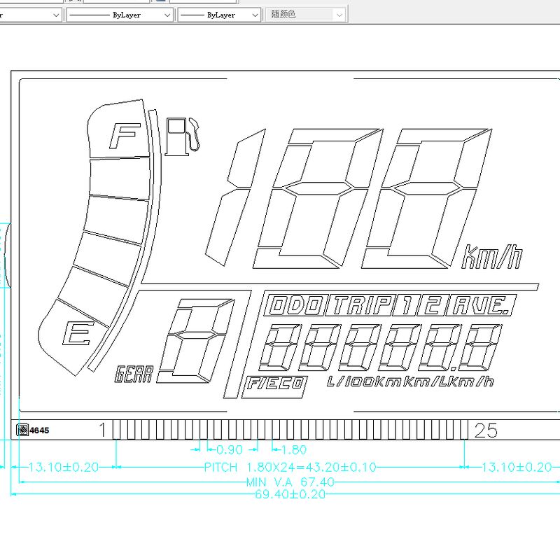 मोटरसाइकिल और इलेक्ट्रिक वाहनों (ईवी) के लिए कस्टम स्पीडोमीटर ओडोमीटर एलसीडी डिस्प्ले 7-सेगमेंट डिजिटल डिस्प्ले