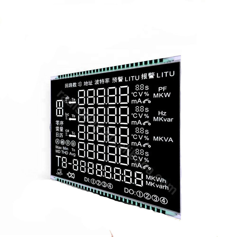 मैटल पिन के साथ 3.3V वीए एलसीडी डिस्प्ले एनर्जी मीटर के लिए ब्लैक बैकग्राउंड एलसीडी स्क्रीन कनेक्ट करें